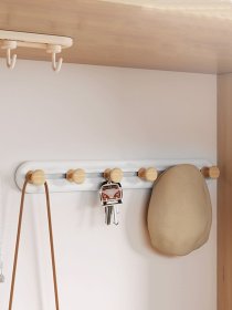 Вішалка на 6 гачків біла/дерево MBM HOME модель HP-01/6 WHITE/WOOD Фото