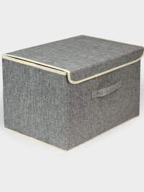 Ящик для зберігання з кришкою світло-сірий MBM HOME модель TH-07 LIGHT GRAY Фото