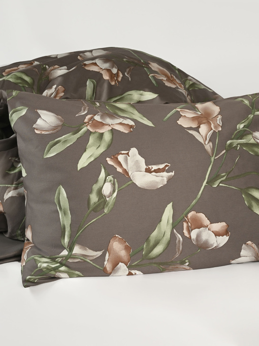Наволочка "Весняний цвіт" з натурального сатину MBM HOME модель BL-P-03 GRAY/PRINT Фото