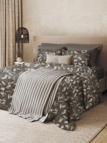 Наволочка "Весняний цвіт" з натурального сатину MBM HOME модель BL-P-03 GRAY/PRINT Фото