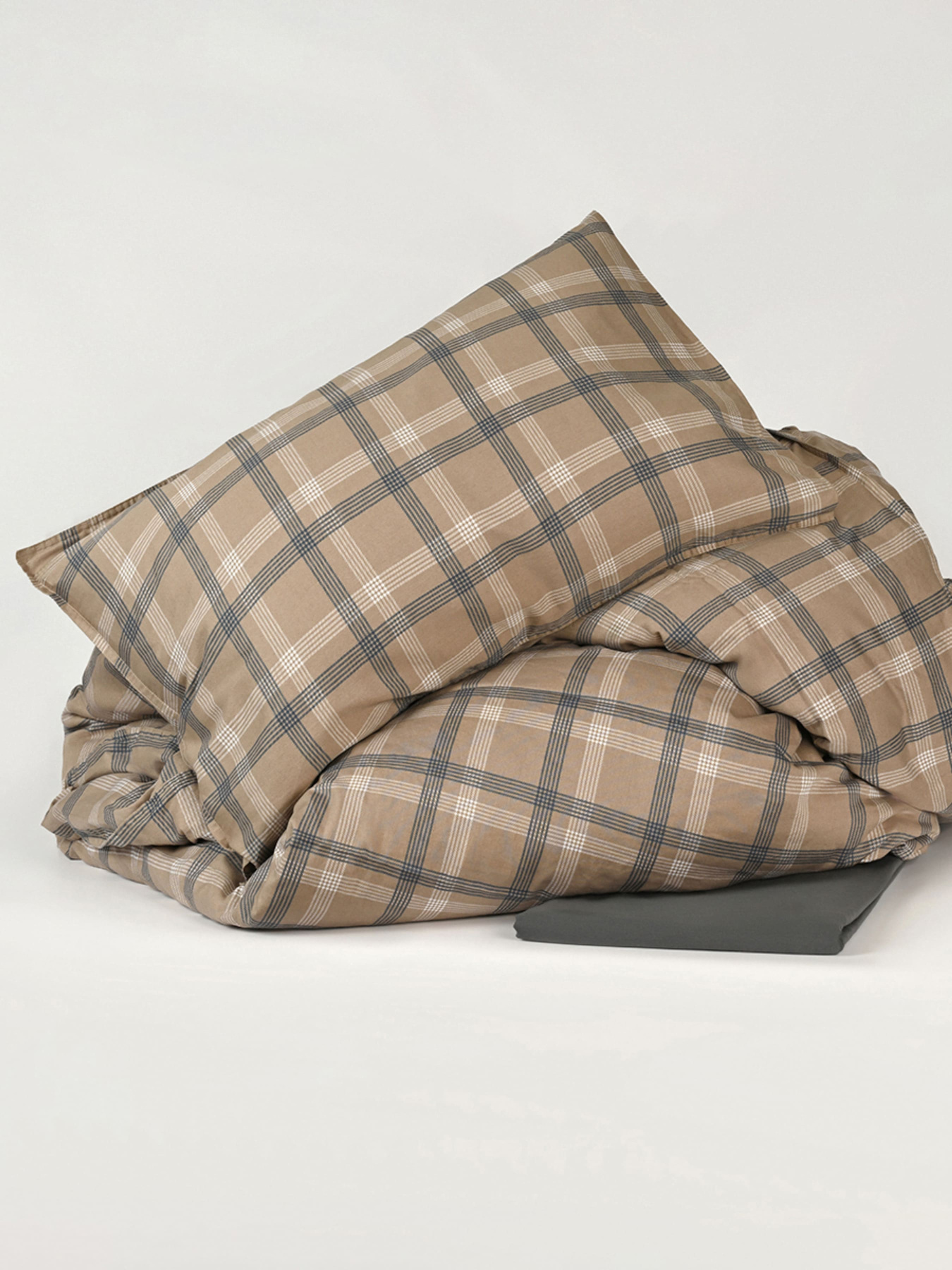 Наволочка "Тартан" з натурального вареного сатину MBM HOME модель BL-P-04 GRAY/BEIGE Наволочка "Тартан" з натурального вареного сатину MBM HOME модель BL-P-04 GRAY/BEIGE Фото