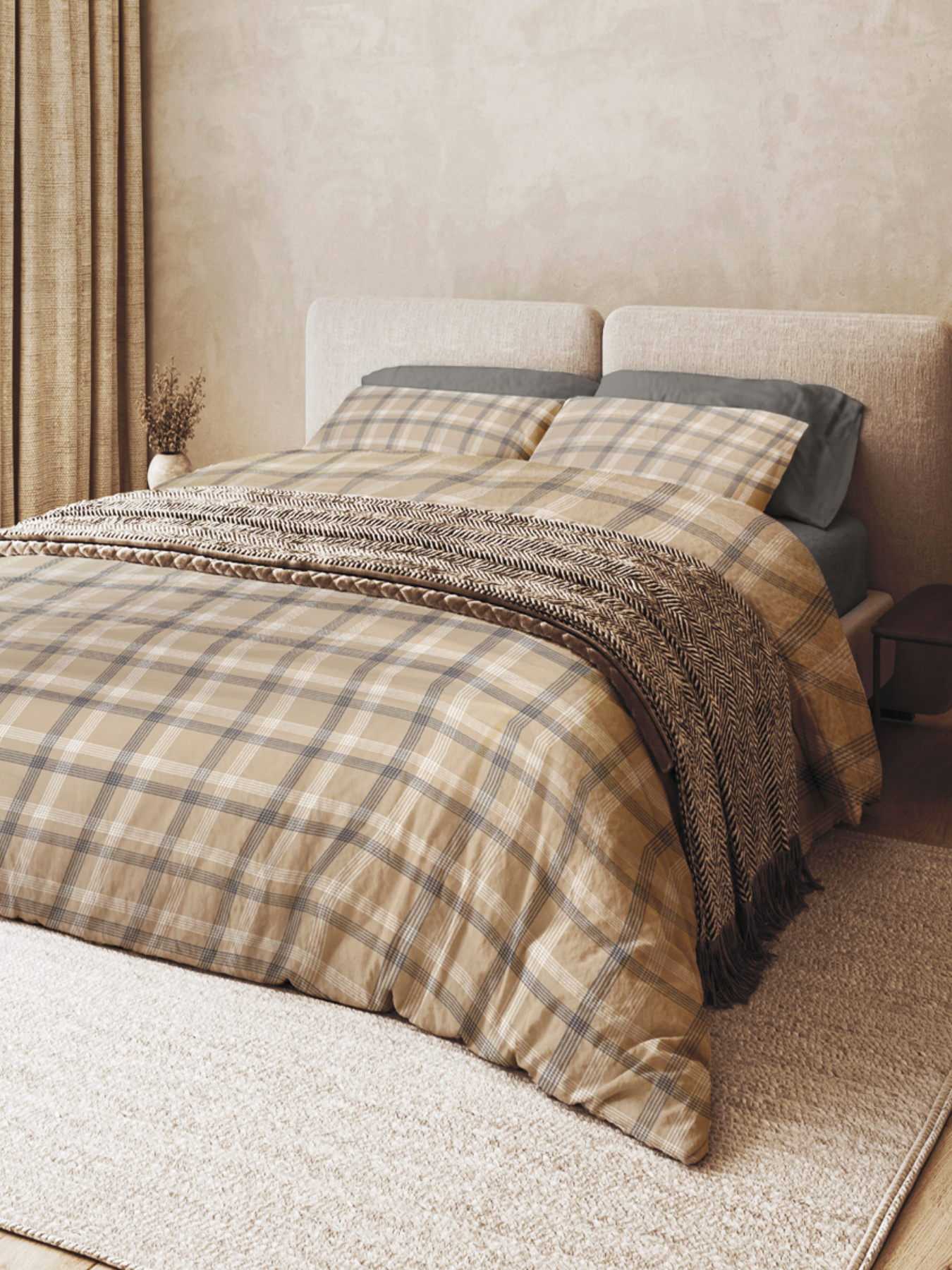 Наволочка "Тартан" з натурального вареного сатину MBM HOME модель BL-P-04 GRAY/BEIGE Наволочка "Тартан" з натурального вареного сатину MBM HOME модель BL-P-04 GRAY/BEIGE Фото