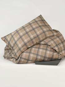 Наволочка "Тартан" з натурального вареного сатину MBM HOME модель BL-P-04 GRAY/BEIGE Фото