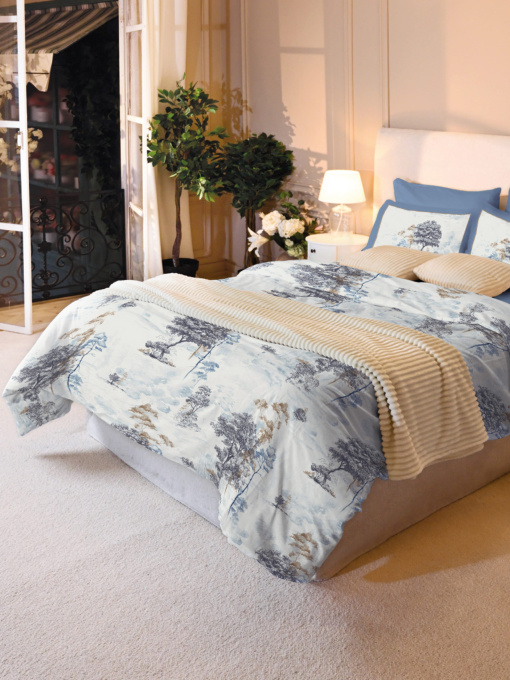 Підковдра "Магія лісу" з натурального сатину MBM HOME модель BL-DC-01/02 BLUE/WHITE Фото