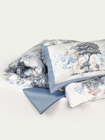 Підковдра "Магія лісу" з натурального сатину MBM HOME модель BL-DC-01/02 BLUE/WHITE Фото
