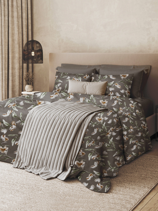 Підковдра "Весняний цвіт" з натурального сатину MBM HOME модель BL-DC-05/06 GRAY/PRINT Фото