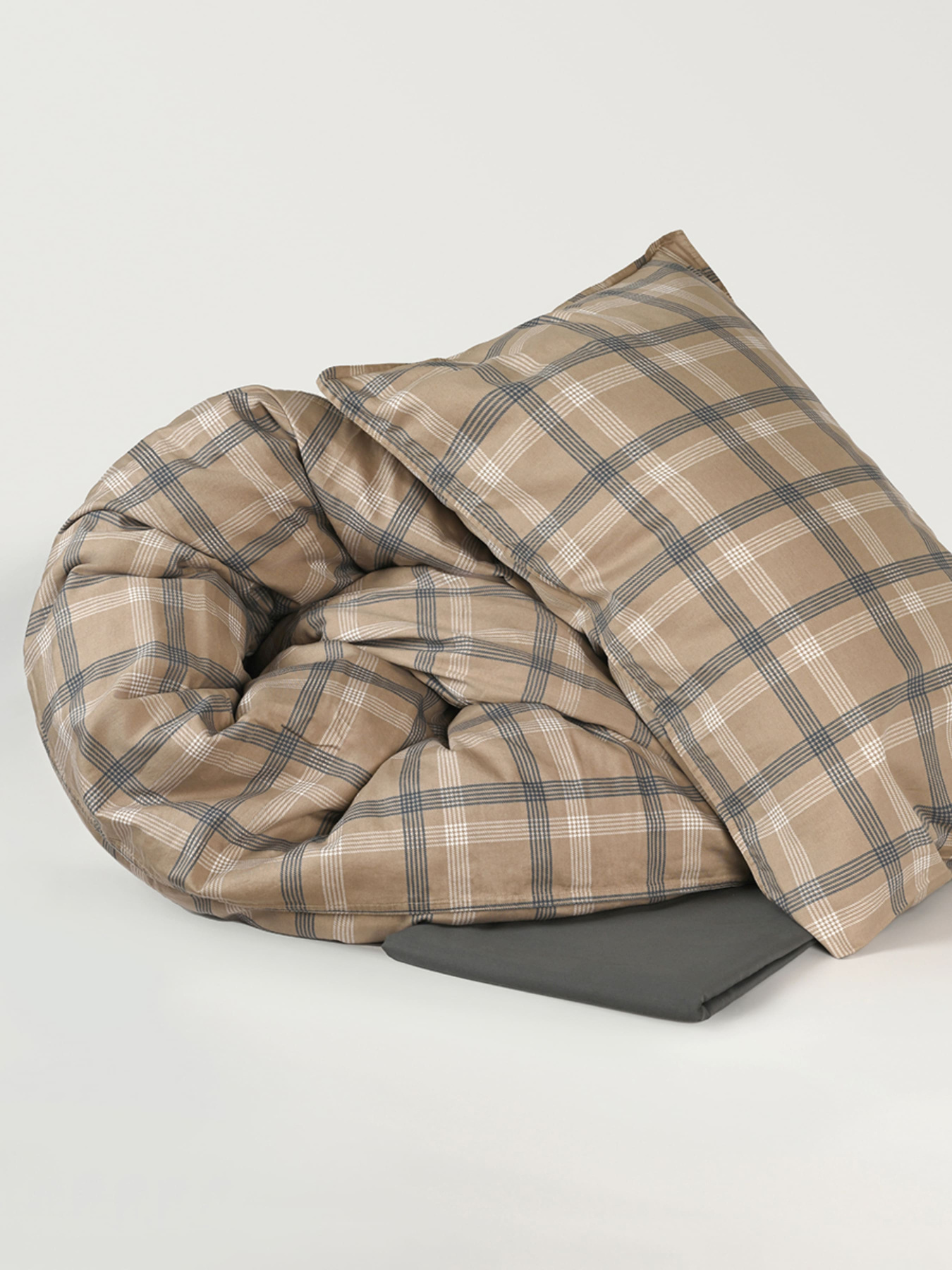 Пододеяльник "Тартан" из натурального вареного сатина MBM HOME модель BL-DC-07/08 GRAY/BEIGE Фото