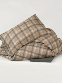 Пододеяльник "Тартан" из натурального вареного сатина MBM HOME модель BL-DC-07/08 GRAY/BEIGE Фото