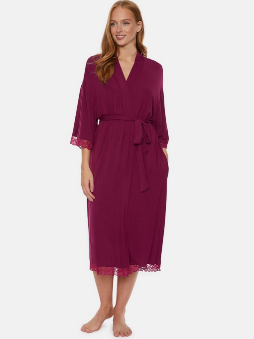 Одяг для дому та сну Pretty You London Bamboo Lace модель Bamboo-Lace-Kimono-Bordeaux Фото
