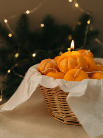 Аромасвеча "Мандарин очищенный", аромат Chiffon, из натурального оливкового воска Candle Design модель 190.2001 Фото