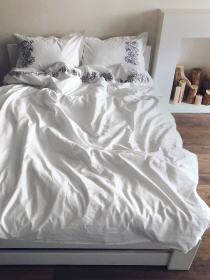 Підковдра біла з вишитими сірими півоніями Cozy модель 8009485 Фото