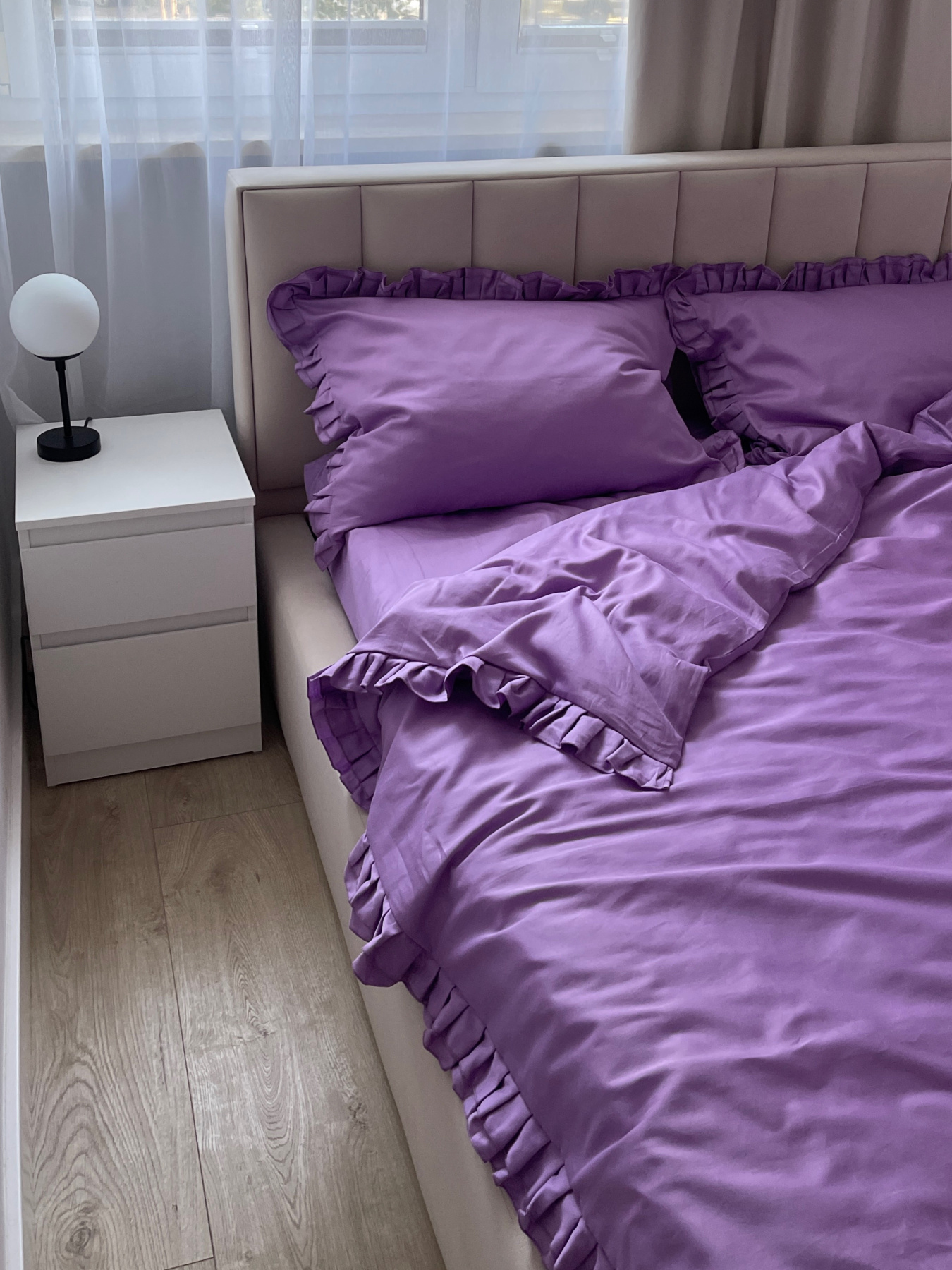 Комплект постільної білизни з рюшами бузок Cozy модель 11151052 Фото