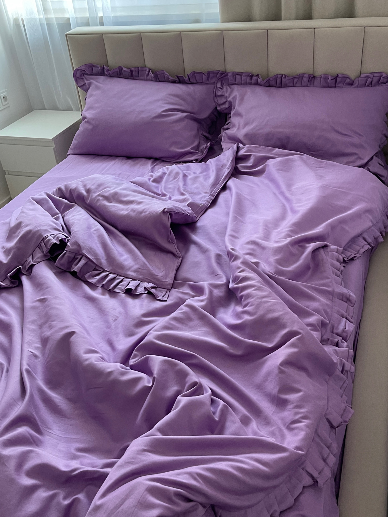 Комплект постільної білизни з рюшами бузок Cozy модель 11151052 Фото