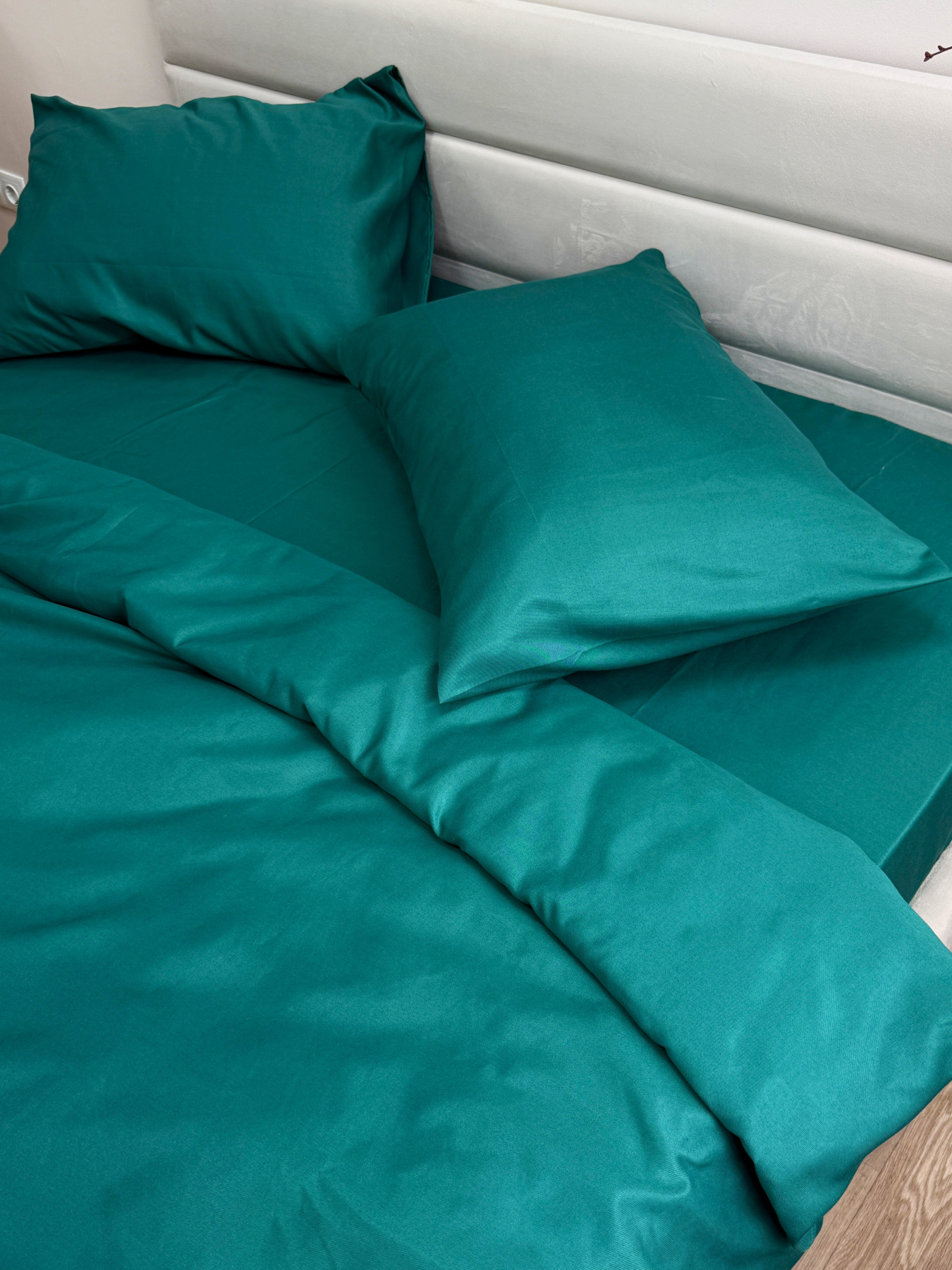 Комплект постільної білизни Dark Green смарагдового кольору Ecotton модель 24552 Фото