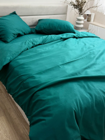 Комплект постільної білизни Dark Green смарагдового кольору Ecotton модель 24552 Фото