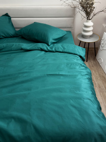 Комплект постільної білизни Dark Green смарагдового кольору Ecotton модель 24552 Фото