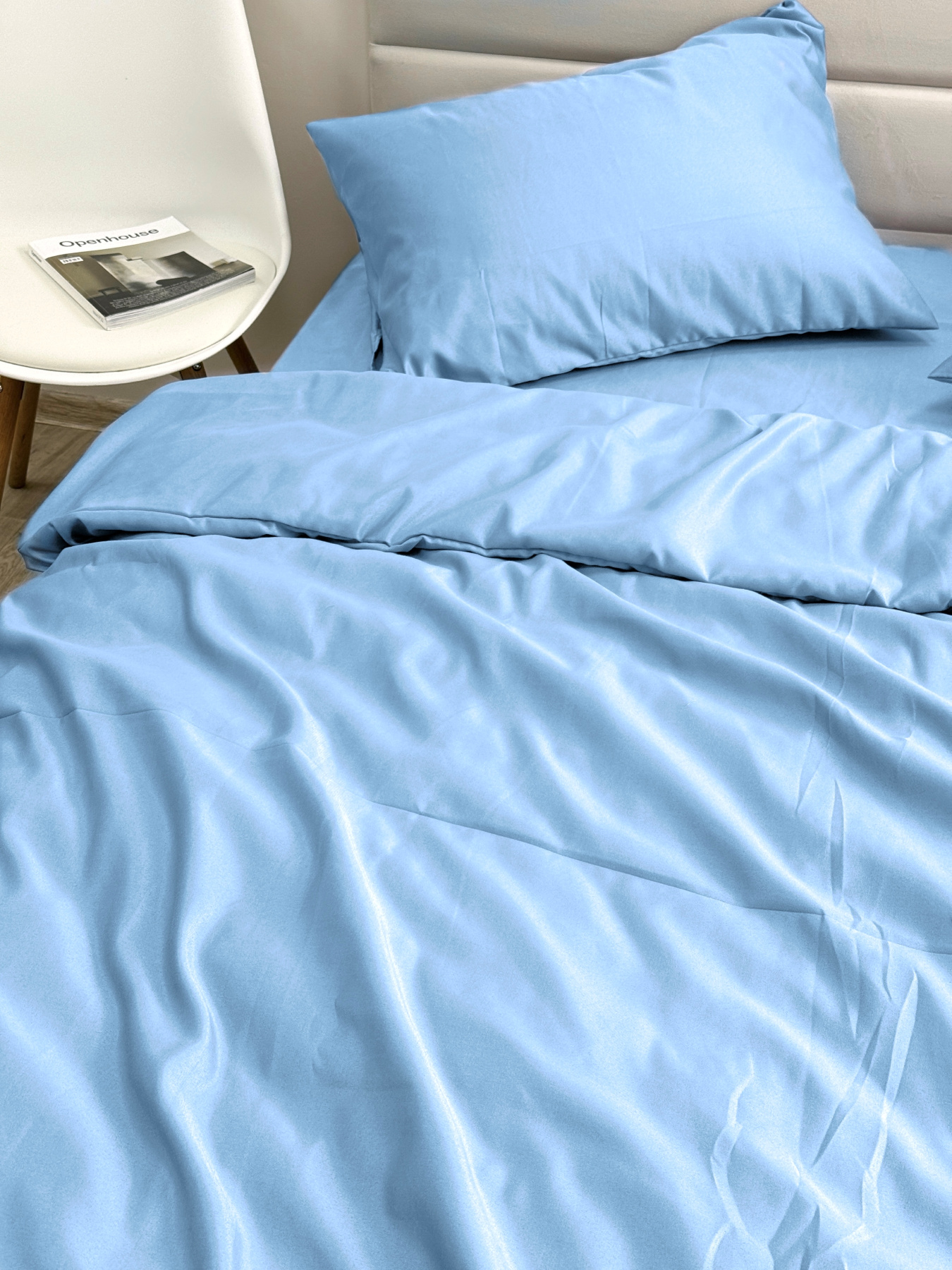 Комплект постільної білизни Blue блакитного кольору Ecotton модель 24557 Комплект постільної білизни Blue блакитного кольору Ecotton модель 24557 Фото
