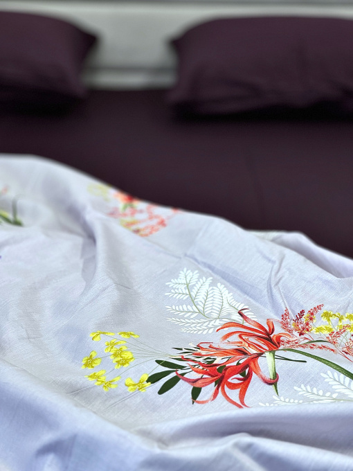 Комплект постельного белья из сатина с цветами фиолетовый Ecotton модель 22748-20096 Фото
