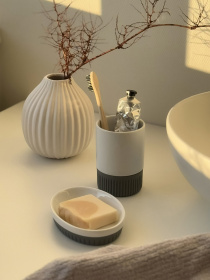 Мыльница "Stockholm" белая/серая MBM HOME модель BA-45 WHITE/GRAY Фото