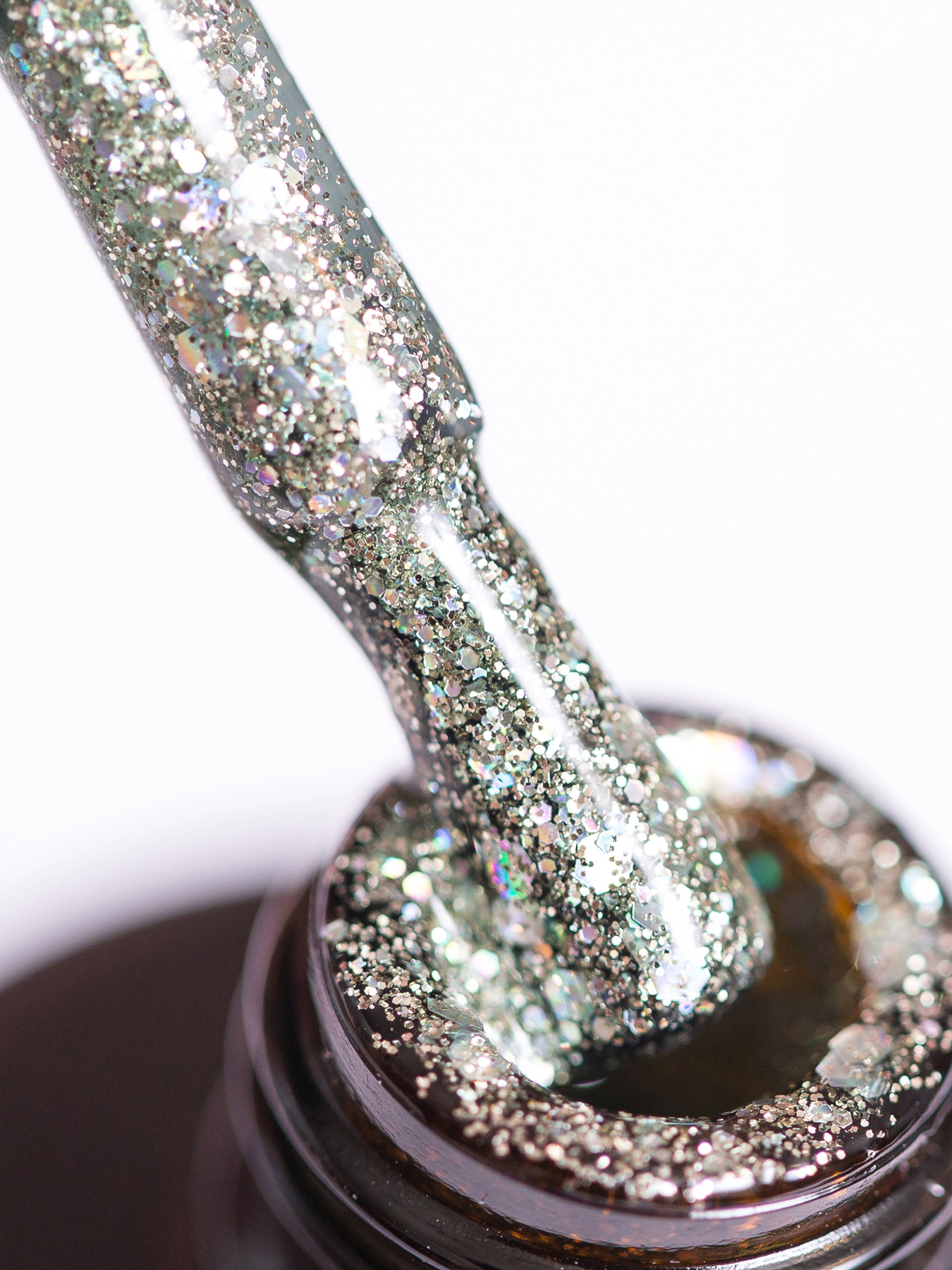 Гель-лак GLOSS Shine 410, серебристый с голографическими блестками Shine GLOSS COMPANY модель 4823271403396 Фото