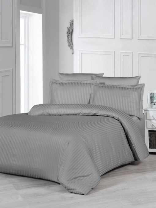 Комплект Постельного белья Страйп Сатин Grey Vital Textile модель SP1.5-10 Фото