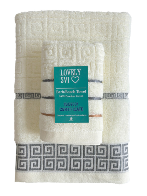 Набор 2 жаккардовые полотенца Lovely Svi для ванной, отелей, SPA, саун 70х140 см + 35 х 75 см Версаче  Бежевый Lovely Svi  модель 2561103 Фото