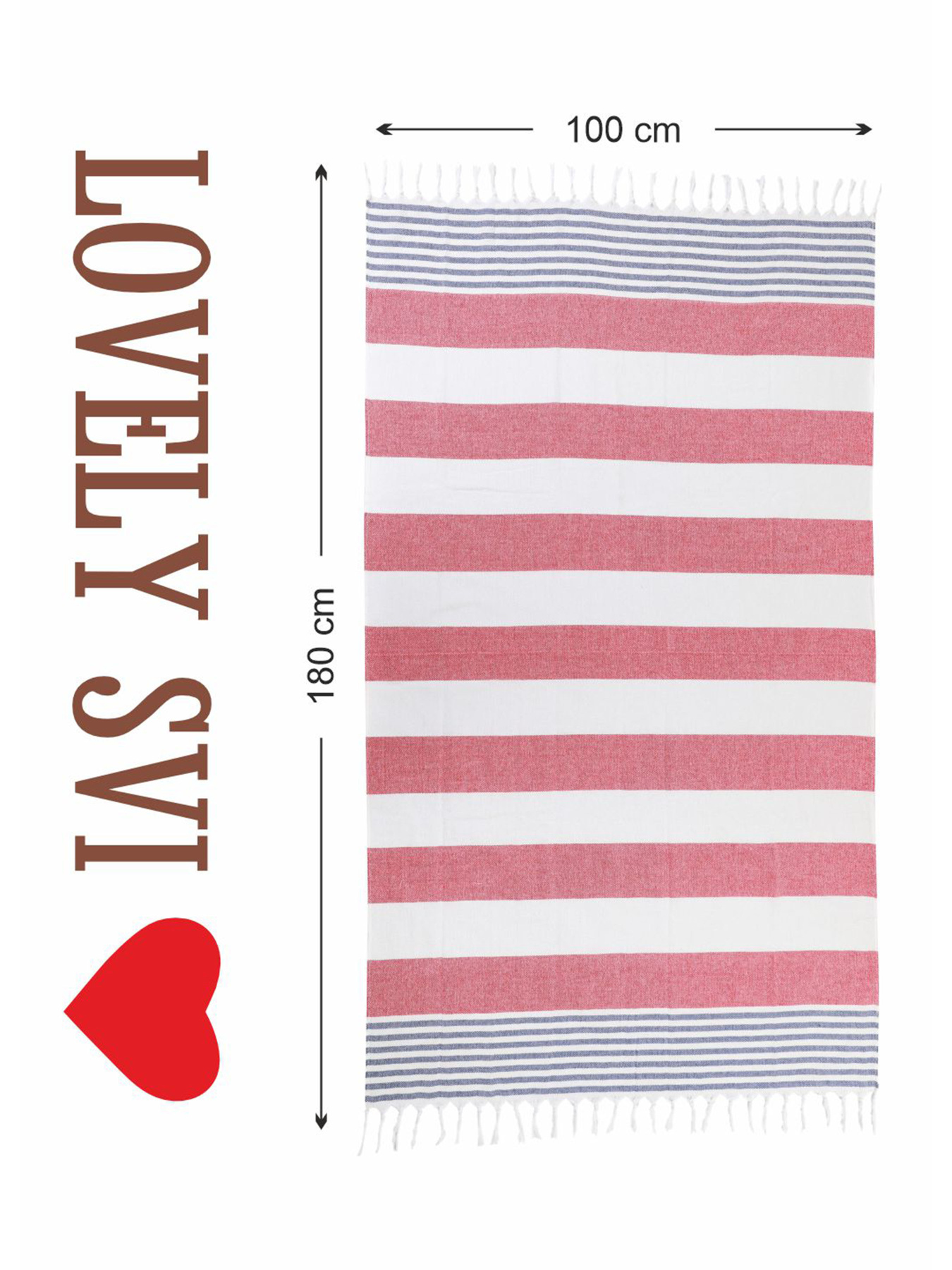 Полотенце пештемаль хлопковое для ванной, отелей, SPA, саун, бани - XХL Red/Blue Stripes Lovely Svi модель 9032025 Полотенце пештемаль хлопковое для ванной, отелей, SPA, саун, бани - XХL Red/Blue Stripes Lovely Svi модель 9032025 Фото