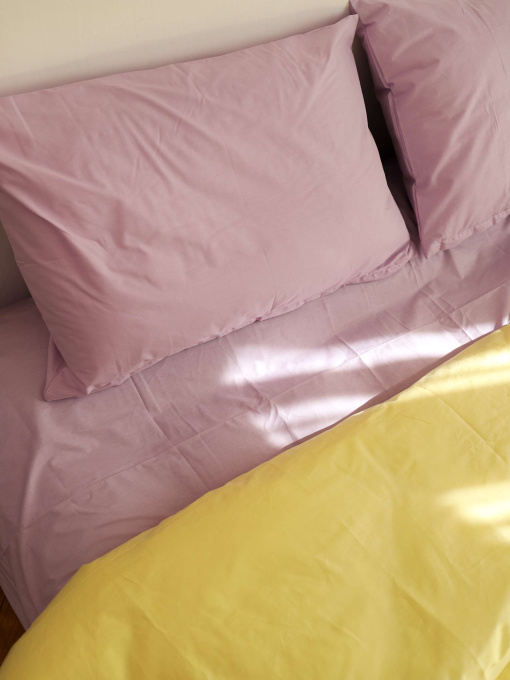 Комплект постільної білизни з тканини ранфорс фіалковий+лимонний BedclozZzes модель 12123 Фото