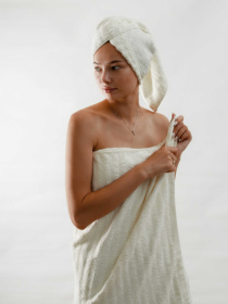 Набор 3 бамбук / хлопок полотенец для ванной, отелей, SPA, саун Бежевый Lovely Svi модель 701401 Фото