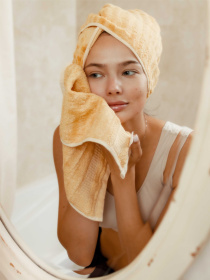 Набір 3 бамбук / бавовна рушників для ванної, готелів, SPA, саун Коричневий Lovely Svi  модель 701403 Фото