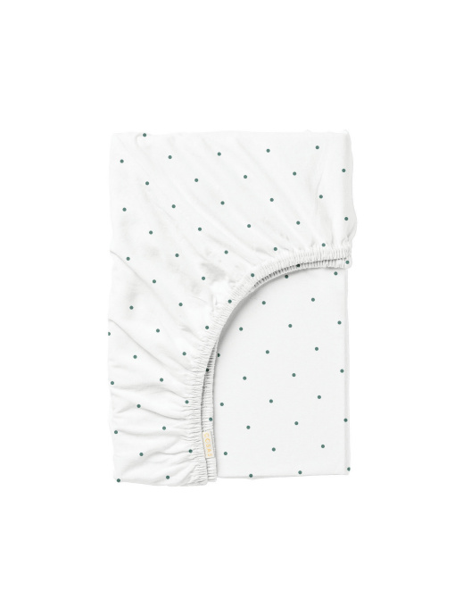 Простынь на резинке ранфорс MINI DOTS Cosas модель DropGreenWhite_120 Фото