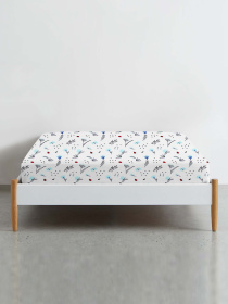 Простынь на резинке фланель BLUE WILDFLOWERS Cosas модель Flannel_BushLightBlue_60x120x12 Фото