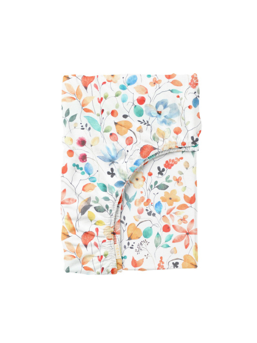 Простынь на резинке ранфорс AQUARELLE FLOWERS Cosas модель FlowersAquaColorful_120 Фото