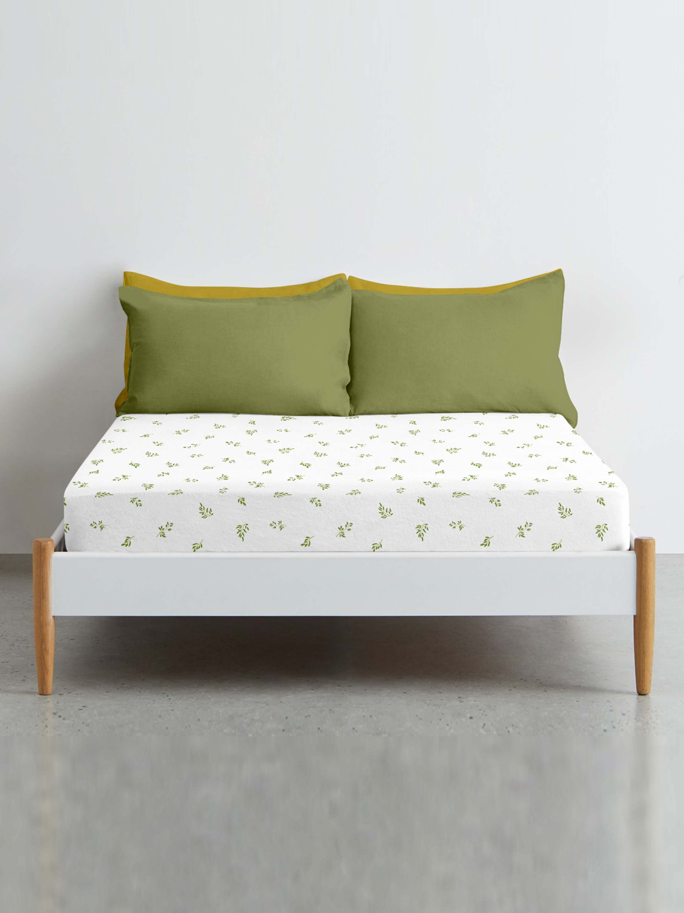 Простынь на резинке ранфорс OLIVE LEAF Cosas модель FoliageWillowGreen_120 Фото