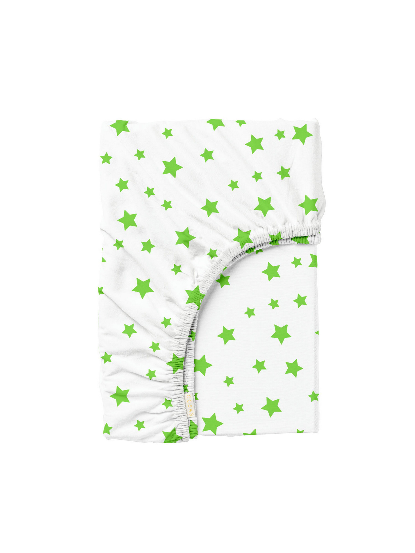 Простынь на резинке ранфорс GREEN STARS Cosas модель StarGreenWhite-3028_120 Фото