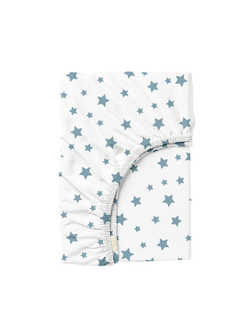 Простынь на резинке ранфорс BLUE STARS Cosas модель StarLightBlueWhite-3003_120 Фото