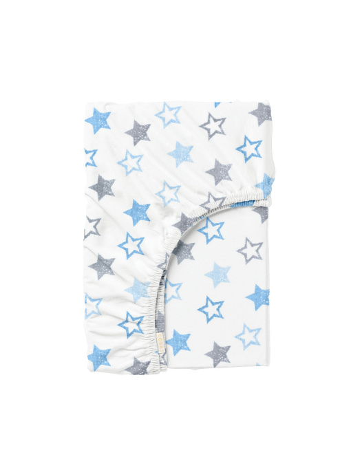 Простынь на резинке ранфорс STARS Cosas модель StarsClear_GreyBlue_180x200x20 Фото