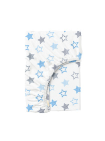 Простынь на резинке ранфорс STARS Cosas модель StarsClear_GreyBlue_180x200x20 Фото