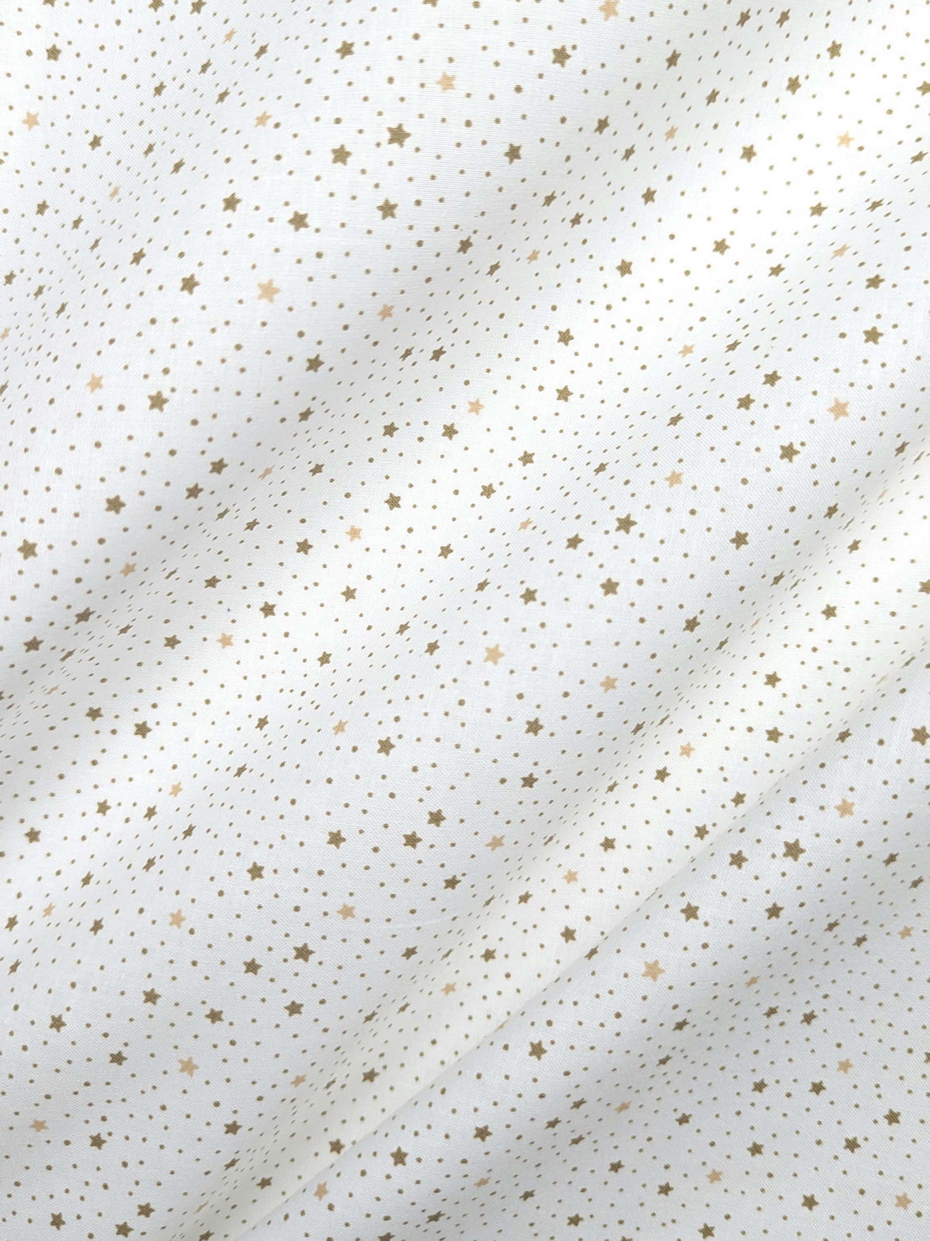 Простынь на резинке ранфорс GOLDEN STARS Cosas модель StarsDotsBeigeWhite_120 Фото