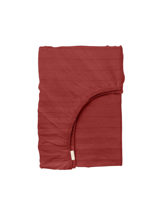 Простынь на резинке страйп сатин BURGUNDY Cosas модель StrSatin_13Burgundy_60х120х12 Фото
