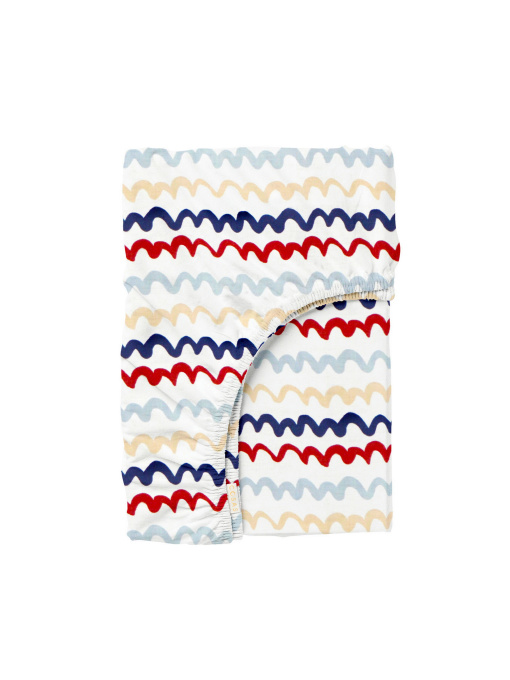 Простирадло на резинці ранфорс WAVY LINES Cosas модель WavyLinesRedBlue_120 Фото