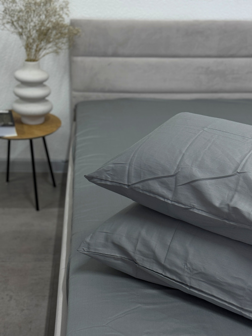 Комплект наволочок із сатину 2 шт. темно-сірого кольору Natural Grey Ecotton модель 24740 Фото