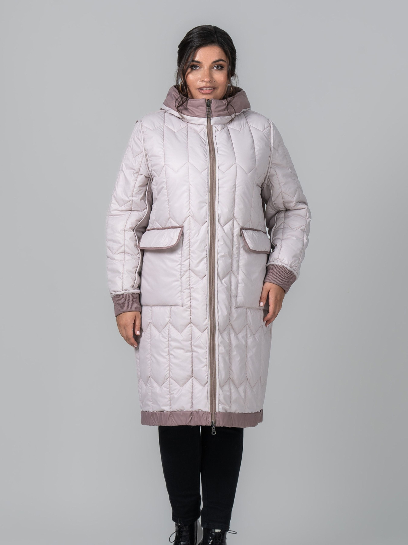 Куртки та дублянки All Posa модель ap102096p-dimchasta-troqnda-kremovij Фото