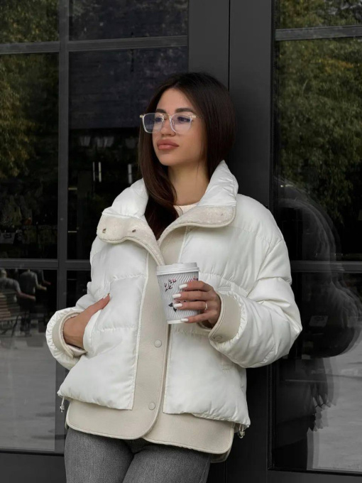 Куртки та дублянки D&V couture модель DV-0010-MILK Фото