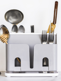 Подставка для кухонных принадлежностей MBM HOME модель KP-55 GRAY/WHITE Фото
