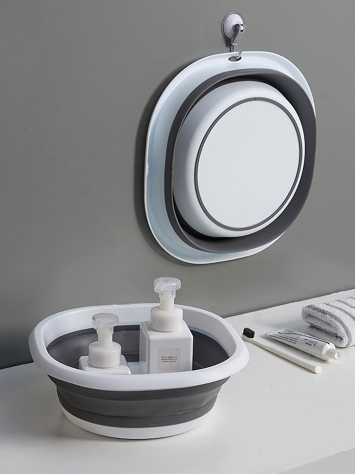 Миска складана MBM HOME модель KP-76 WHITE/GRAY Фото