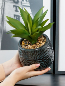 Искусственное растение в горшке MBM HOME модель DH-FLOWERS-13 GREEN/BLACK Фото