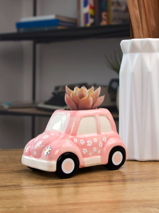 Штучна рослина у горщику "Машинка" MBM HOME модель DH-FLOWERS-23 GREEN/PINK Фото