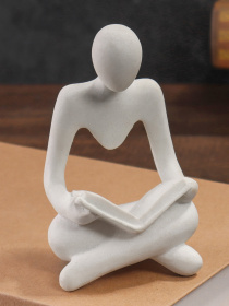 Статуетка "Мислитель з книгою" біла MBM HOME модель DH-ST-23 WHITE Фото
