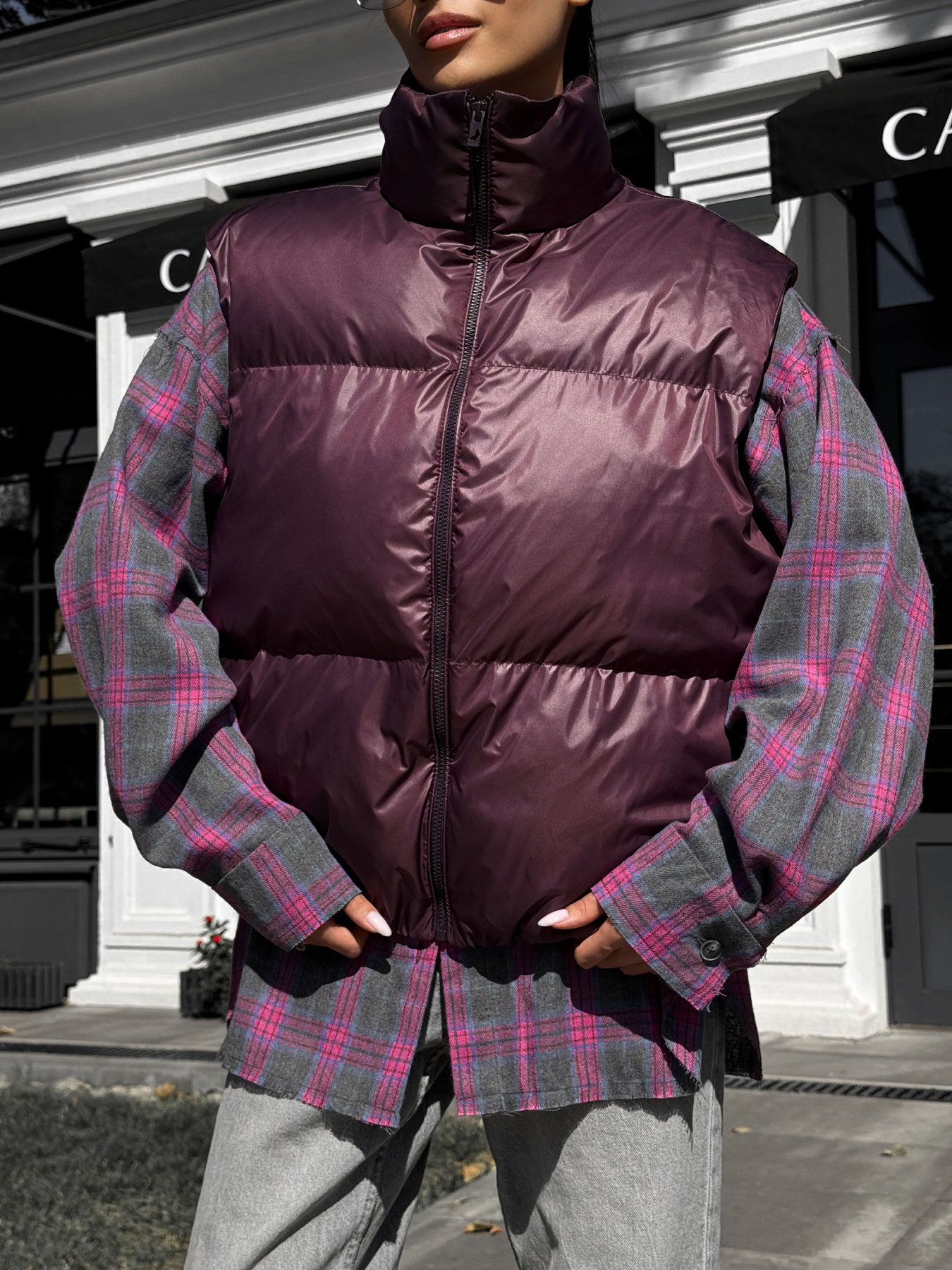 Куртки и дубленки Jadone Fashion модель Zhylet_Hat_marsala Фото